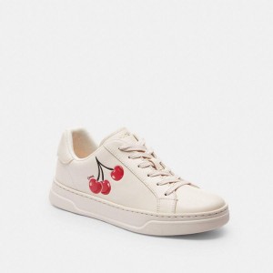 Tenis COACH High Line With Cherry Print Feminino Branco | 27608JAEC