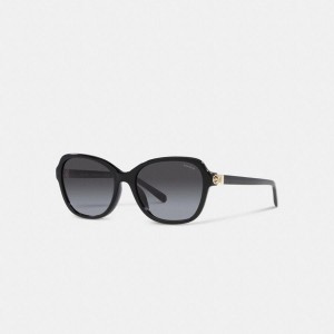 Óculos de Sol COACH Hinged Horse And Carriage Square Feminino Pretas | 21589TDVH