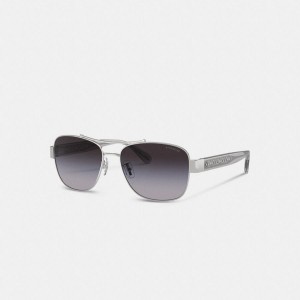 Óculos de Sol COACH Signature Ombré Narrow Pilot Feminino Cinzentas | 90258WDFQ