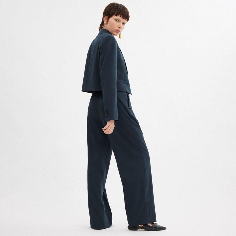 Blazer COACH Cropped Feminino Azul Marinho | 35896POBY