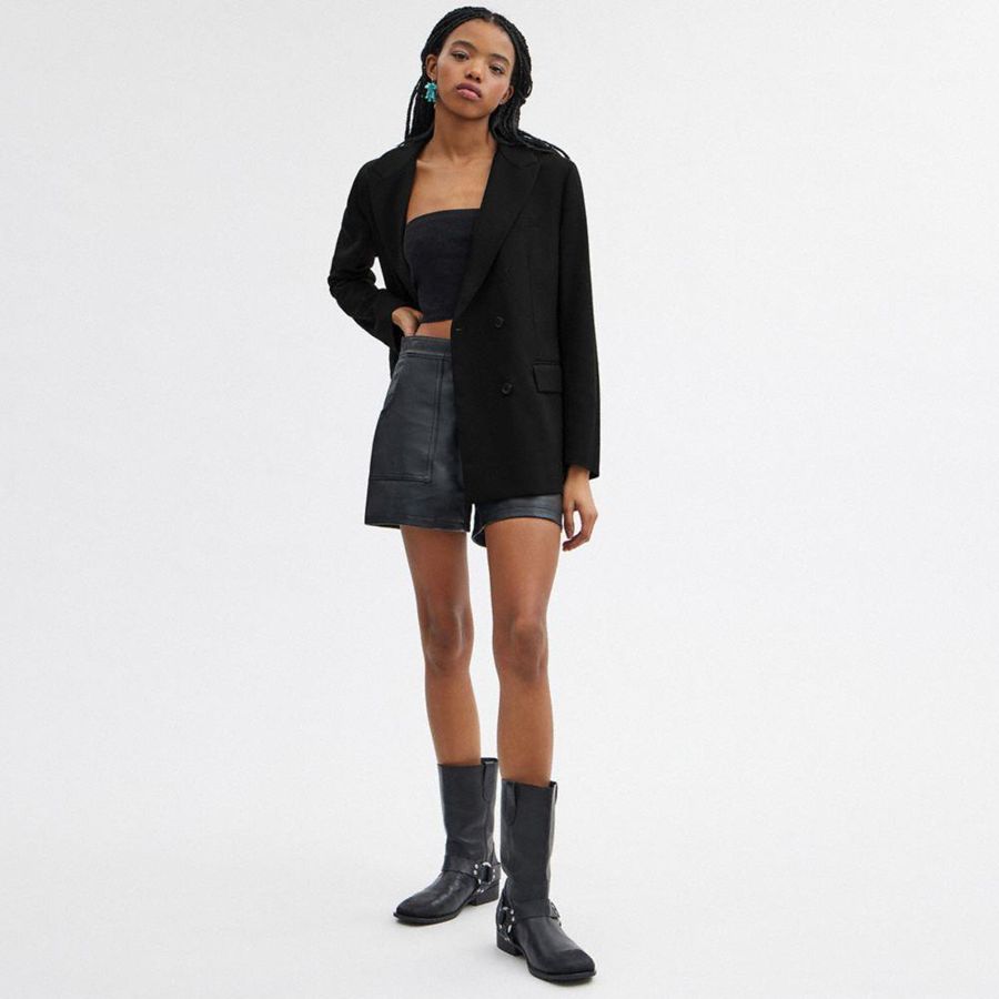 Blazer COACH Double Breasted Feminino Pretas | 85319BMJO