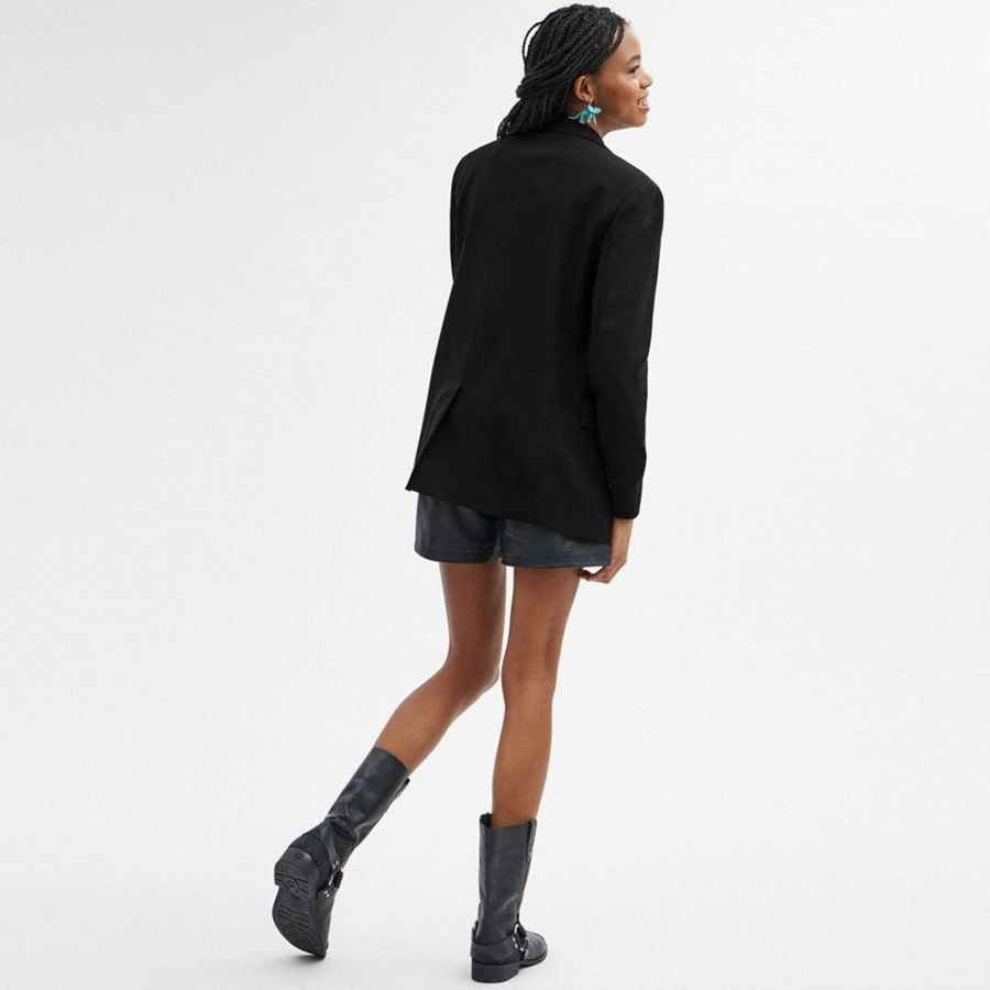 Blazer COACH Double Breasted Feminino Pretas | 85319BMJO