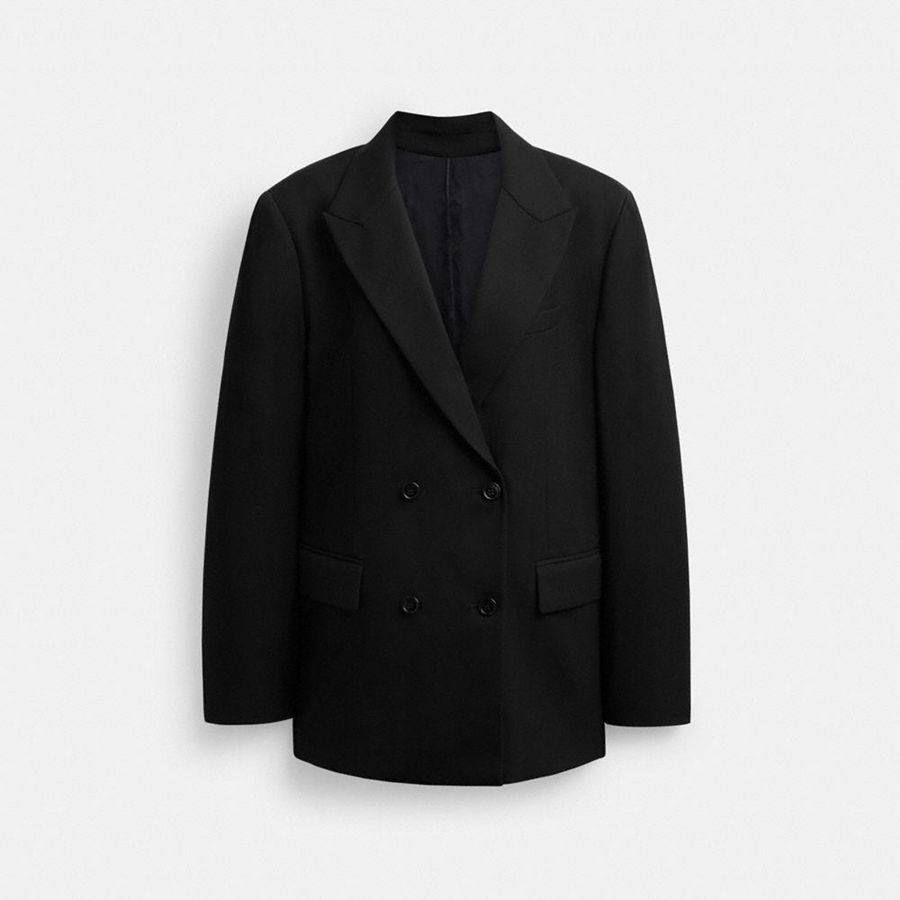 Blazer COACH Double Breasted Feminino Pretas | 85319BMJO