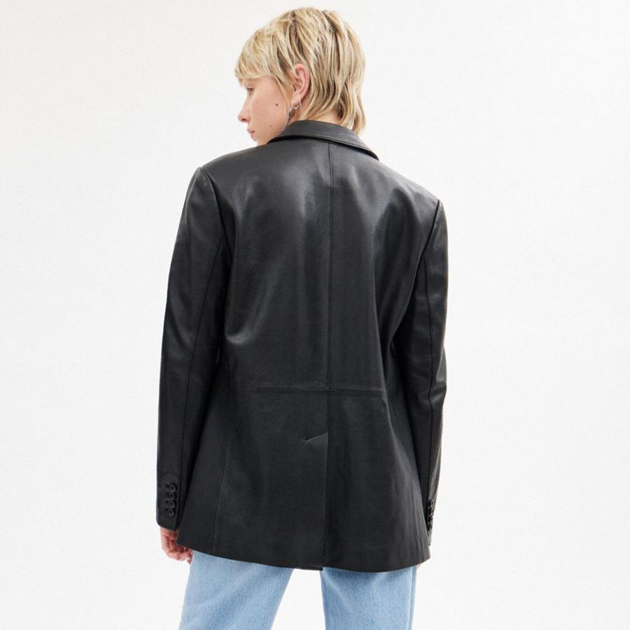 Blazer COACH Leather Feminino Pretas | 23450BWPO