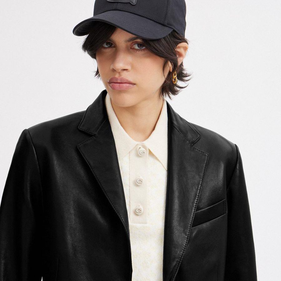 Blazer COACH Leather Feminino Pretas | 25798EYKC