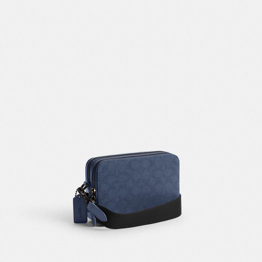 Bolsa Crossbody COACH Charter 19 In Signature Canvas Jacquard Masculino Azuis | 13204LMPD