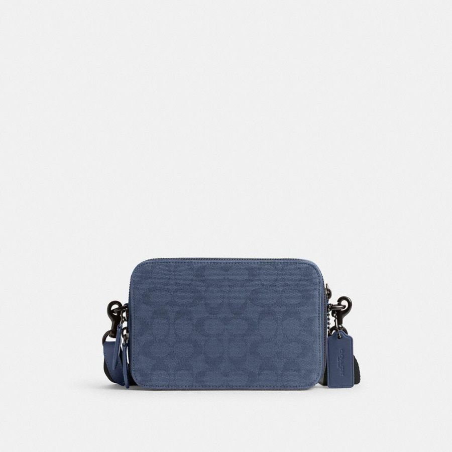 Bolsa Crossbody COACH Charter 19 In Signature Canvas Jacquard Masculino Azuis | 13204LMPD