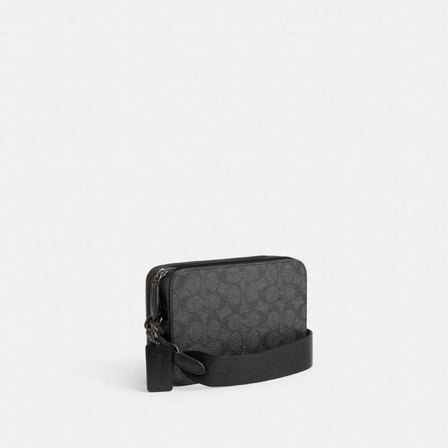 Bolsa Crossbody COACH Charter 19 In Signature Canvas With Coach Graphic Masculino Cinzentas | 48561ACMO
