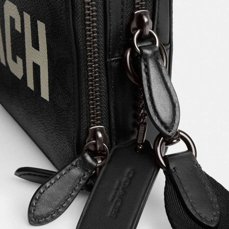 Bolsa Crossbody COACH Charter 19 In Signature Canvas With Coach Graphic Masculino Cinzentas | 48561ACMO