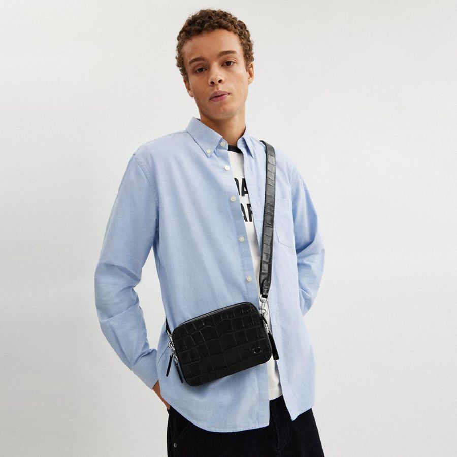 Bolsa Crossbody COACH Charter 19 Masculino Pretas | 68215FXPV