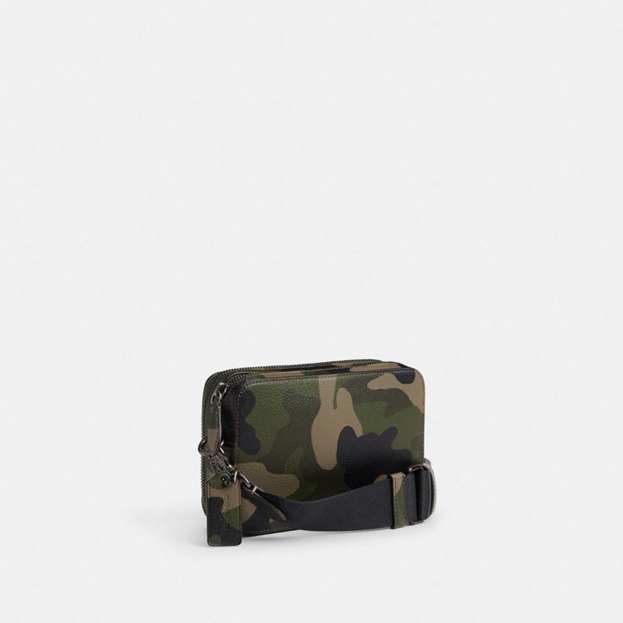 Bolsa Crossbody COACH Charter 19 With Camo Print And Coach Graphic Masculino Verdes | 73092SIRG