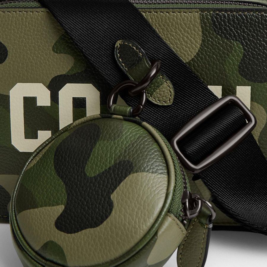 Bolsa Crossbody COACH Charter 19 With Camo Print And Coach Graphic Masculino Verdes | 73092SIRG