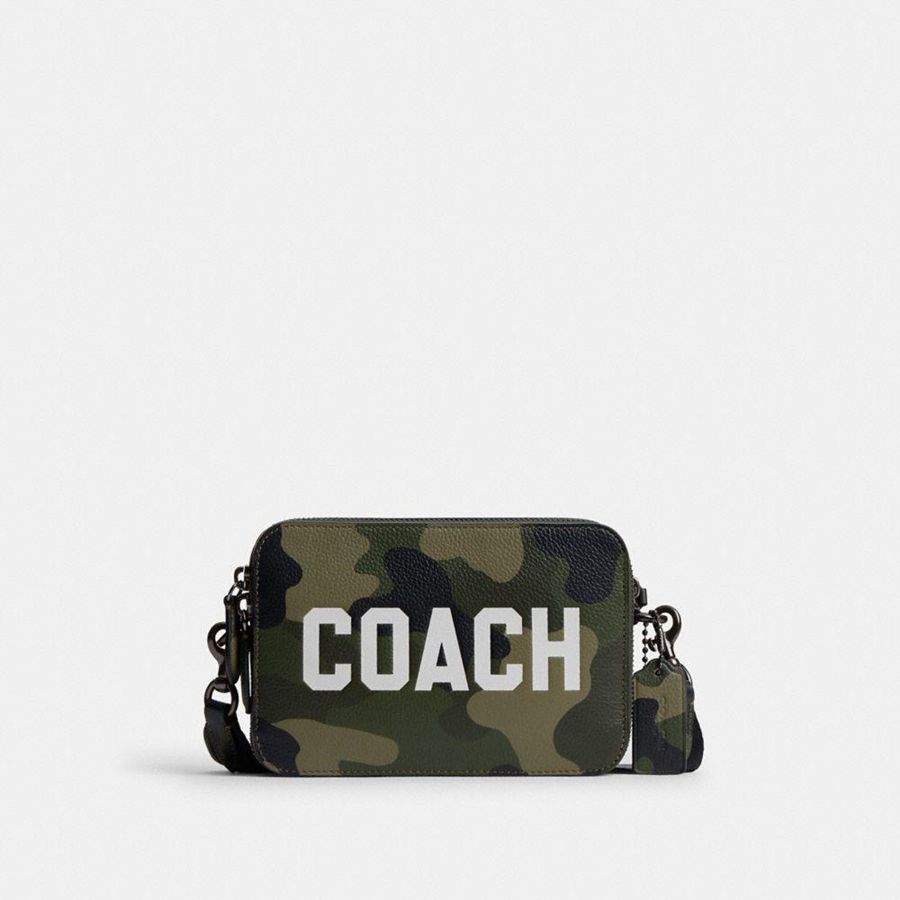 Bolsa Crossbody COACH Charter 19 With Camo Print And Coach Graphic Masculino Verdes | 73092SIRG