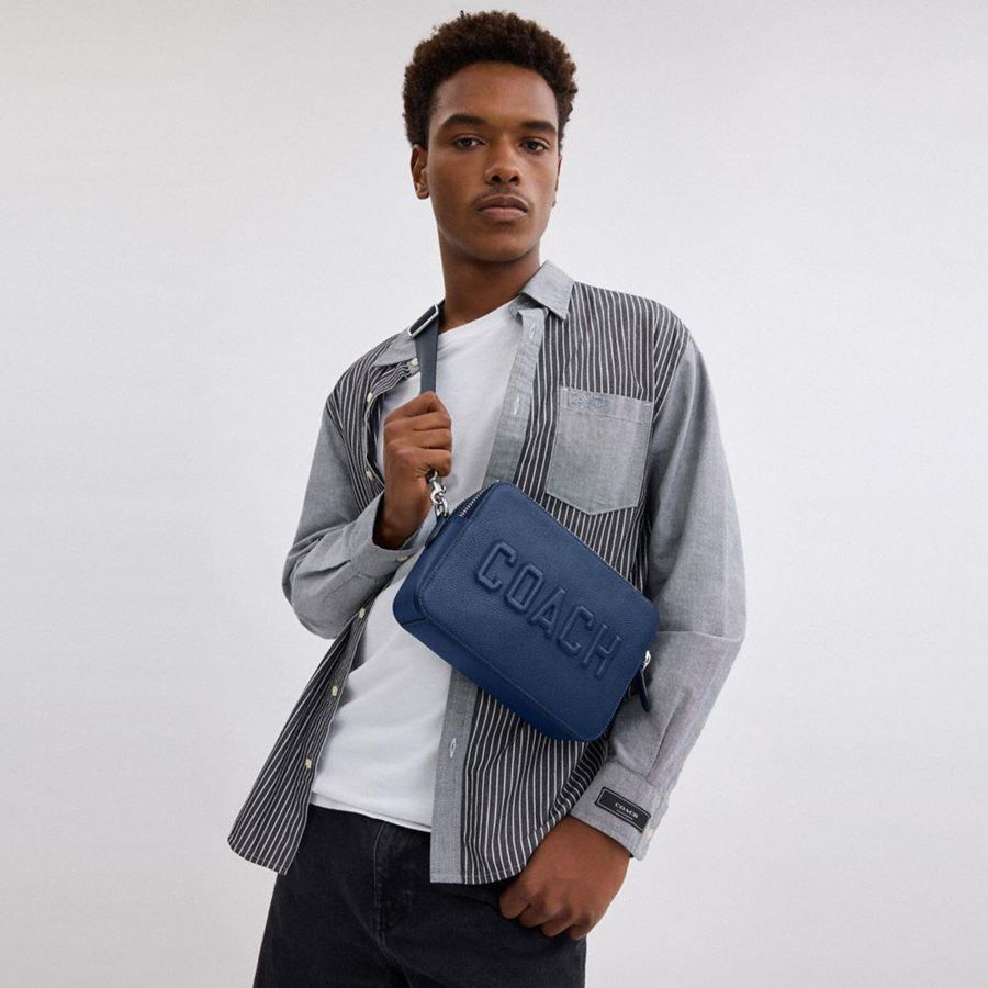 Bolsa Crossbody COACH Charter 24 With Coach Graphic Masculino Azuis | 84605WILO