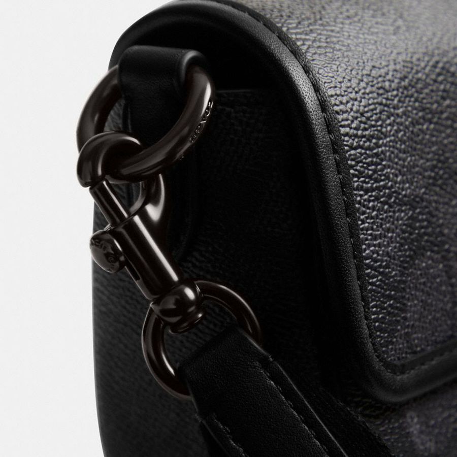 Bolsa Crossbody COACH Charter Flap 18 In Signature Canvas Masculino Cinzentas | 47350MPBR