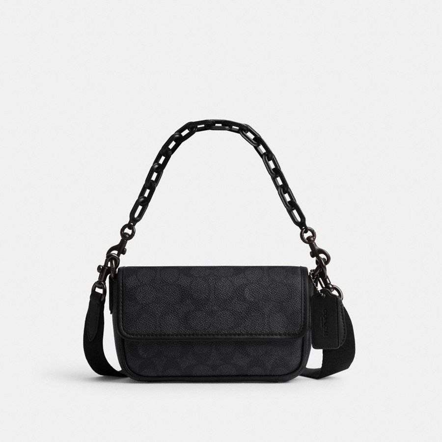 Bolsa Crossbody COACH Charter Flap 18 In Signature Canvas Masculino Cinzentas | 47350MPBR