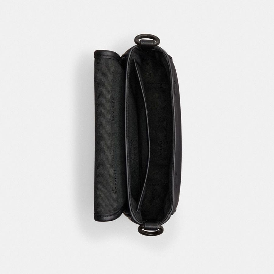 Bolsa Crossbody COACH Charter Flap 18 Masculino Pretas | 38476VNJU