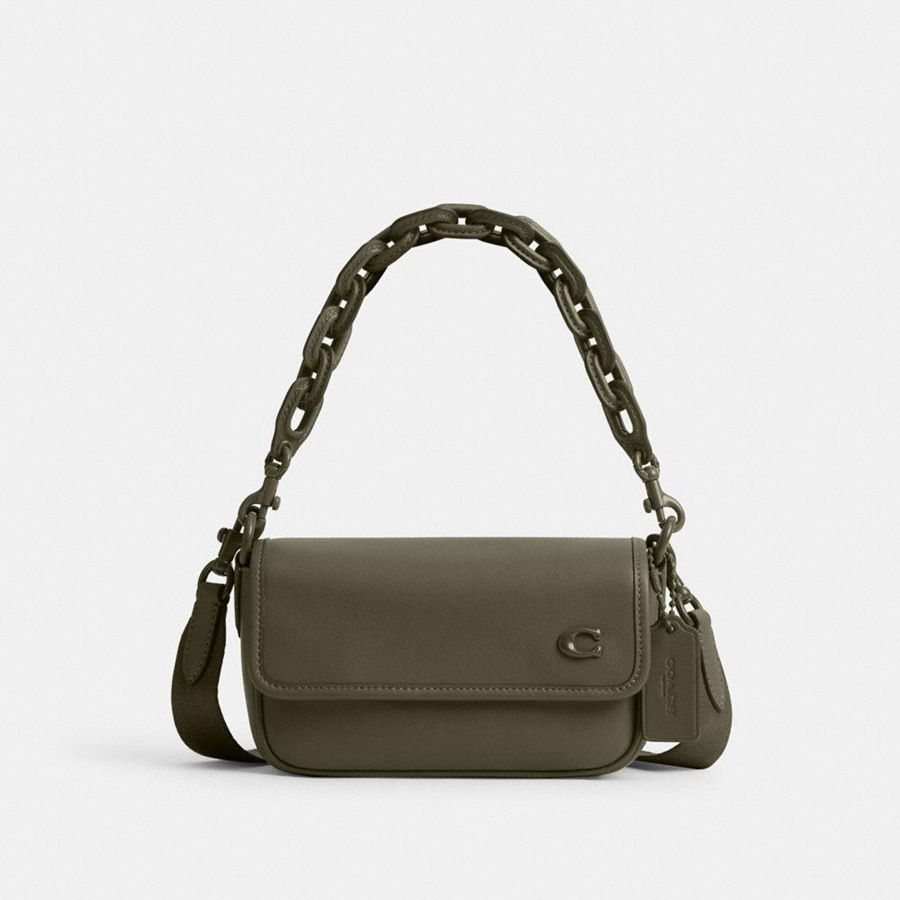 Bolsa Crossbody COACH Charter Flap 18 Masculino Verdes | 64201RNLB