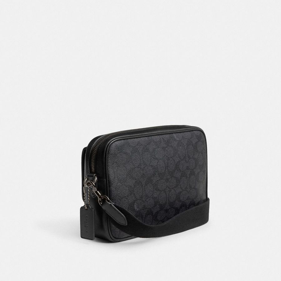 Bolsa Crossbody COACH Charter Flap 24 In Signature Canvas Masculino Cinzentas | 78695SGPO