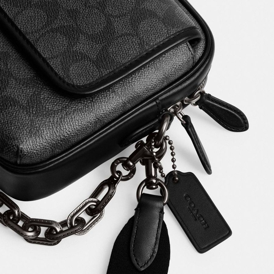 Bolsa Crossbody COACH Charter Flap 24 In Signature Canvas Masculino Cinzentas | 78695SGPO