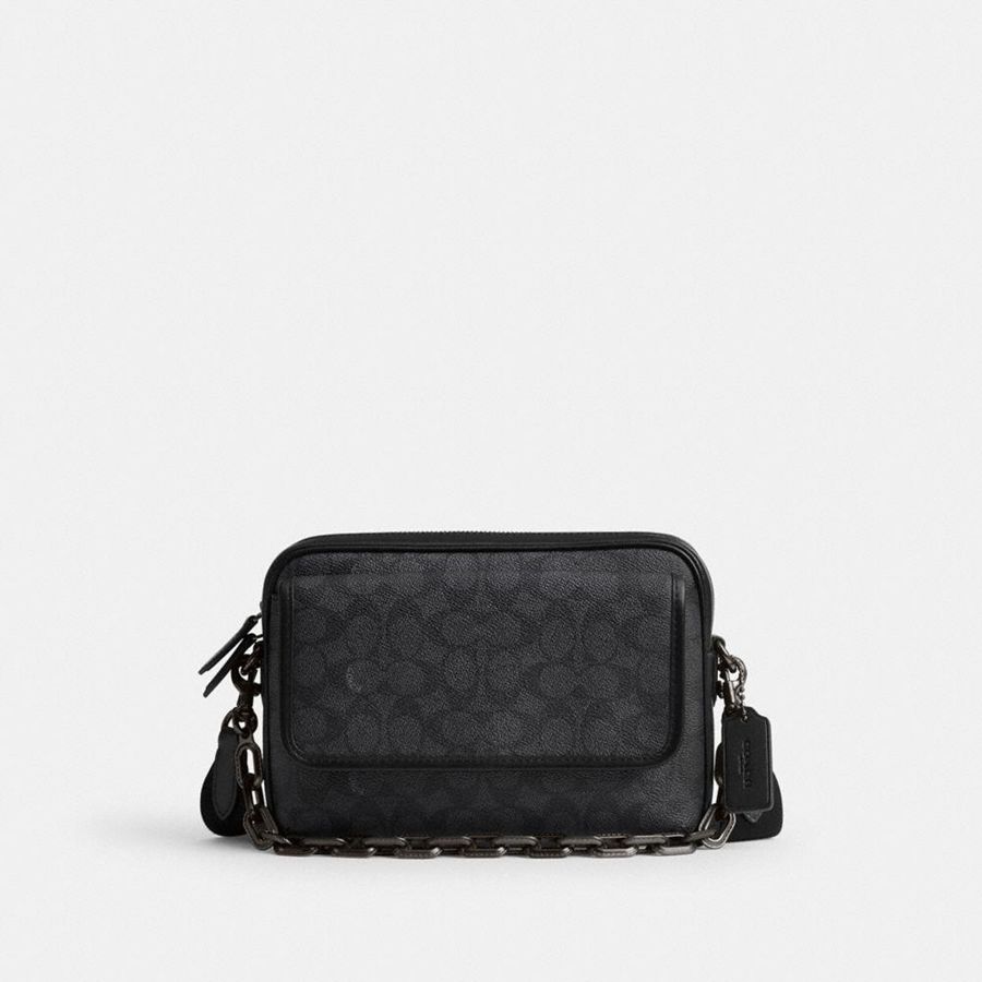 Bolsa Crossbody COACH Charter Flap 24 In Signature Canvas Masculino Cinzentas | 78695SGPO