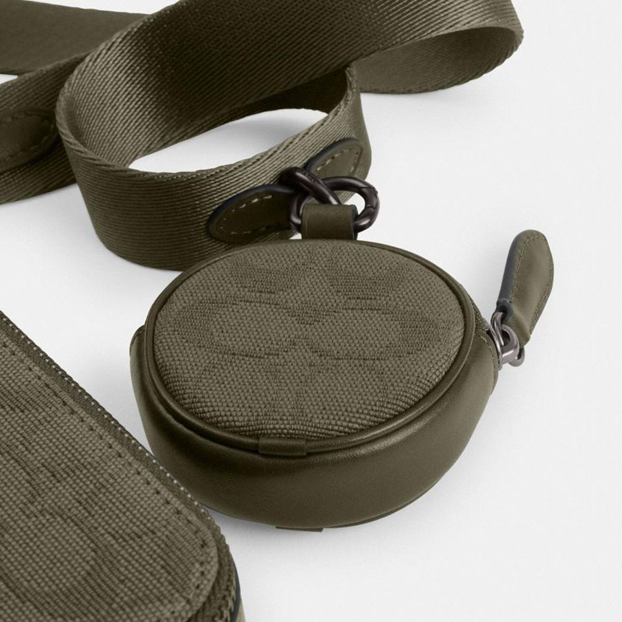 Bolsa Crossbody COACH Charter Slim In Signature Canvas Jacquard Masculino Verdes | 50427DUPA