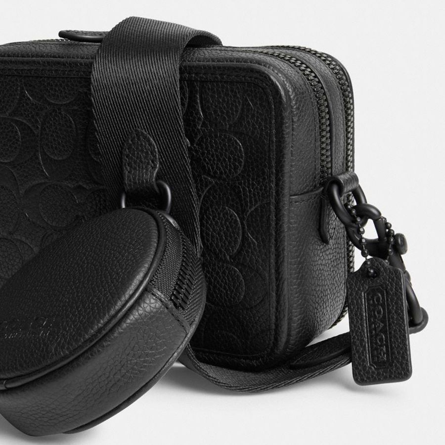 Bolsa Crossbody COACH Charter With Hybrid Pouch In Signature Leather Masculino Pretas | 64830IJHS