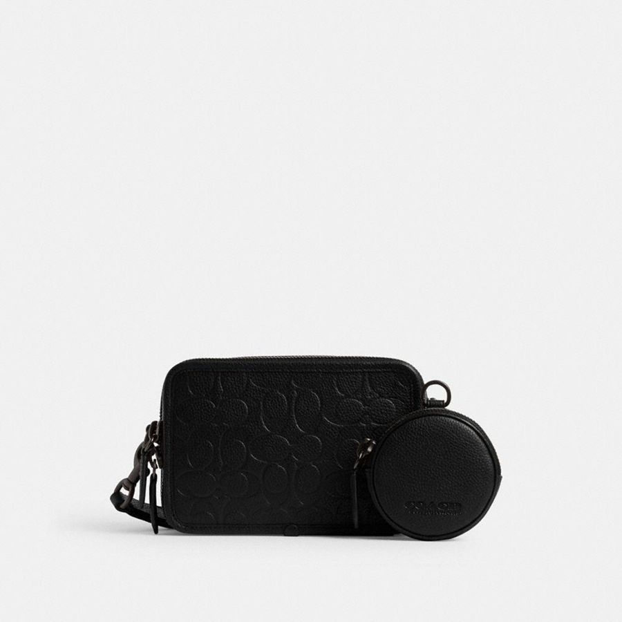 Bolsa Crossbody COACH Charter With Hybrid Pouch In Signature Leather Masculino Pretas | 64830IJHS