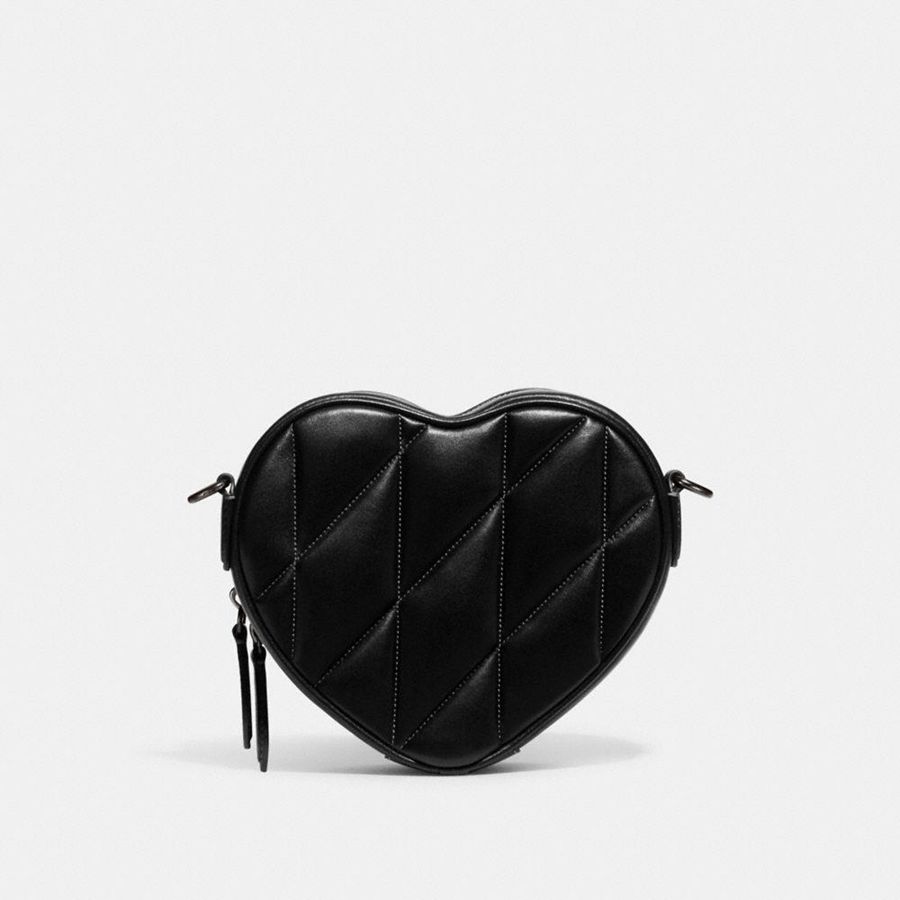 Bolsa Crossbody COACH Heart With Quilting Feminino Pretas | 20184SDOP
