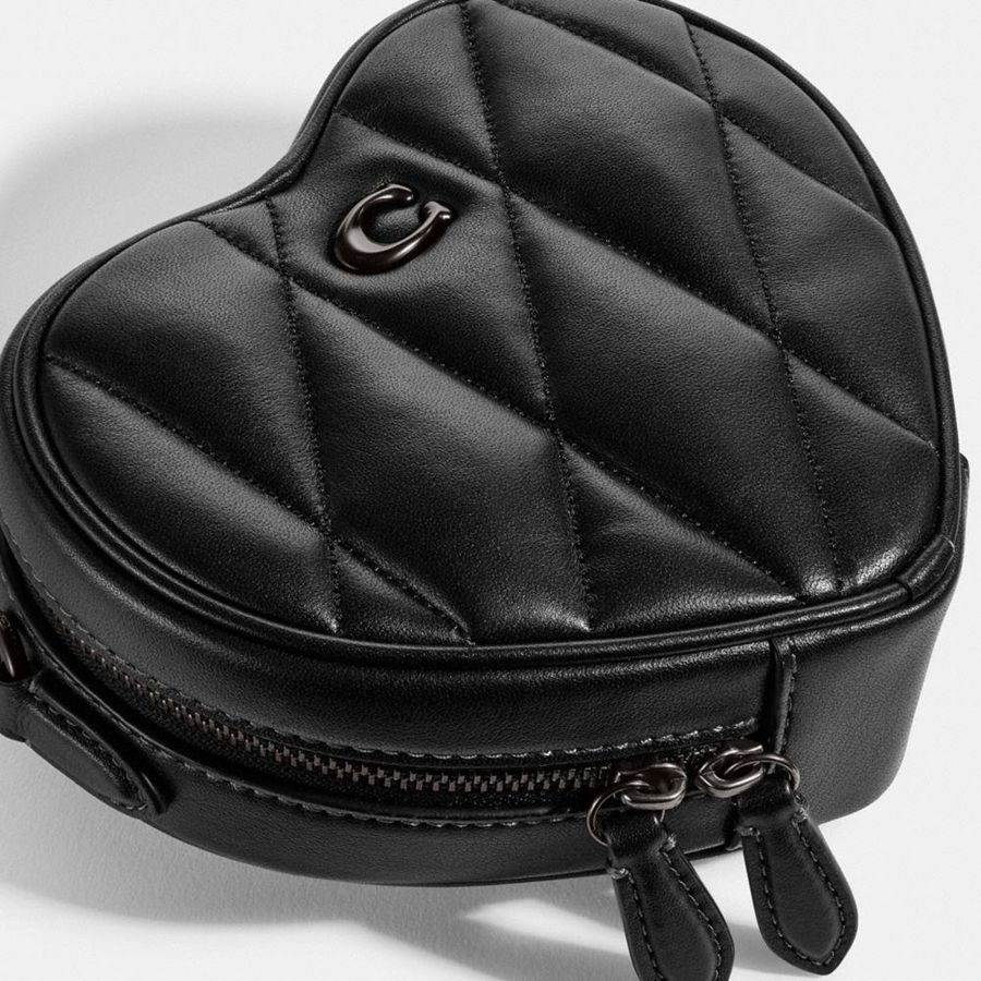 Bolsa Crossbody COACH Heart With Quilting Feminino Pretas | 20184SDOP