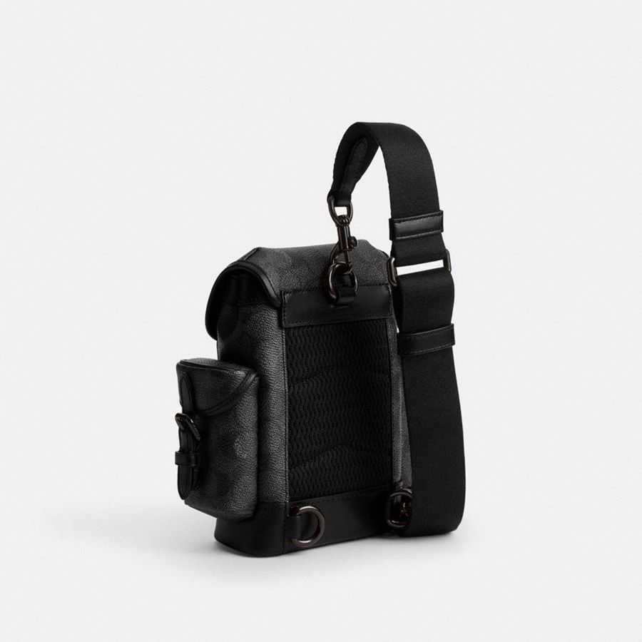 Bolsa Crossbody COACH Hitch Backpack 13 In Signature Canvas Masculino Cinzentas | 45312BEAL