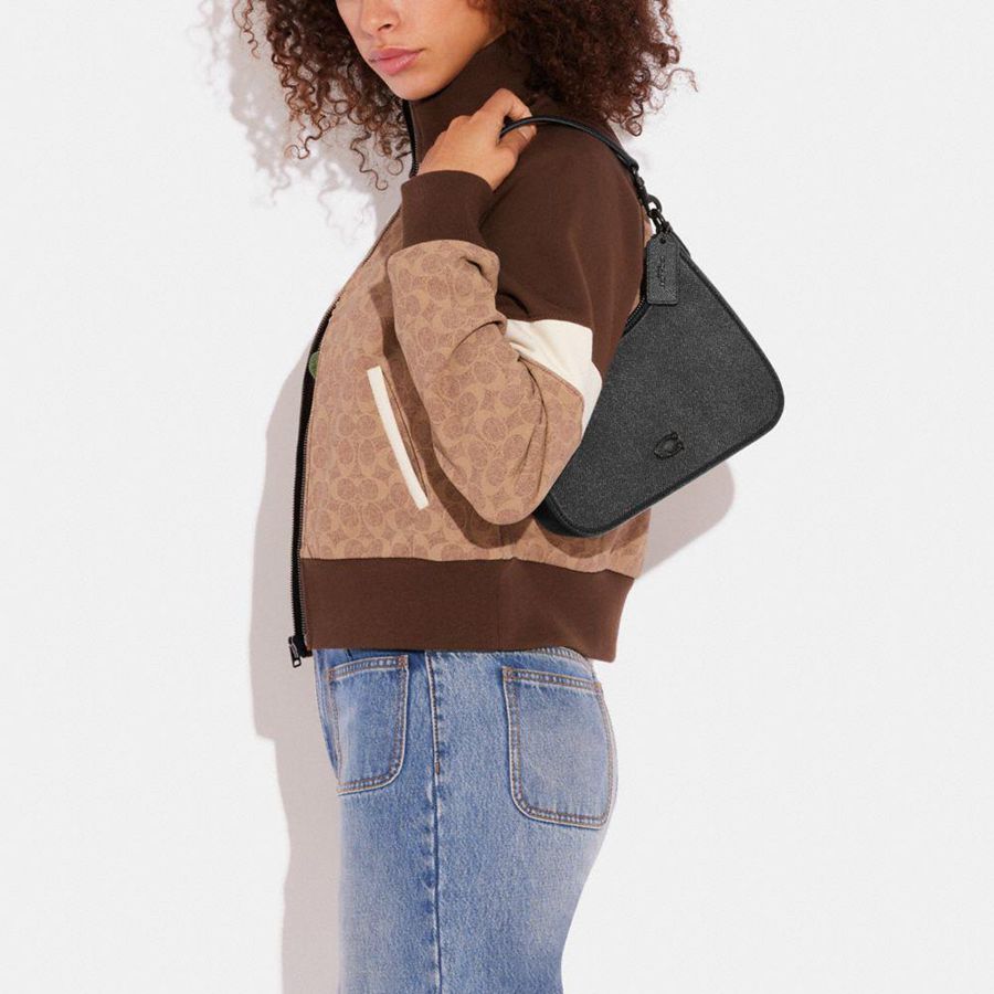 Bolsa Crossbody COACH Hobo With Signature Canvas Masculino Pretas | 24683NVGP
