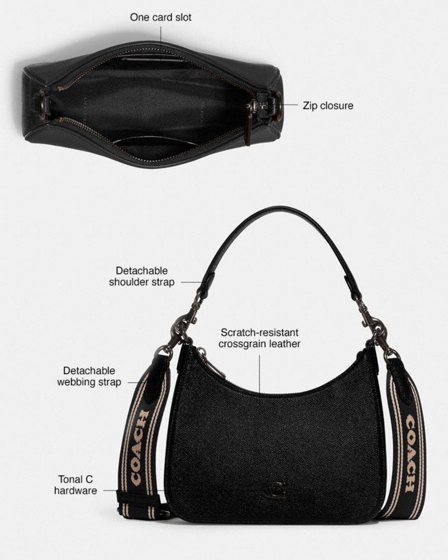 Bolsa Crossbody COACH Hobo With Signature Canvas Masculino Pretas | 24683NVGP