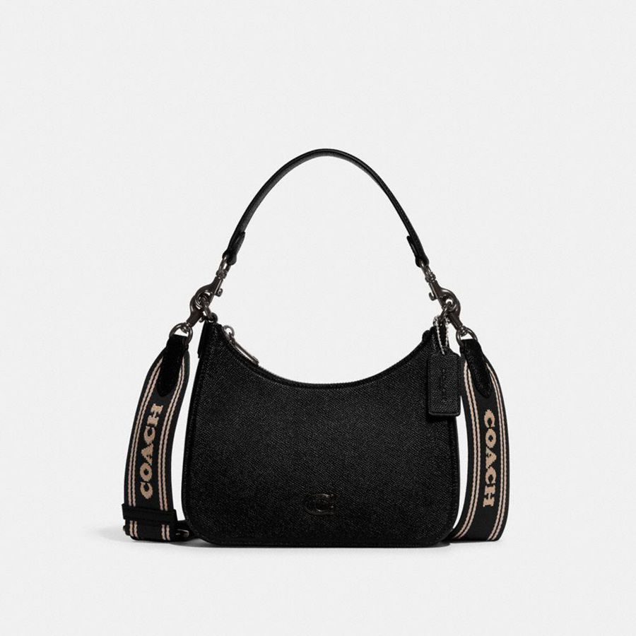 Bolsa Crossbody COACH Hobo With Signature Canvas Masculino Pretas | 24683NVGP
