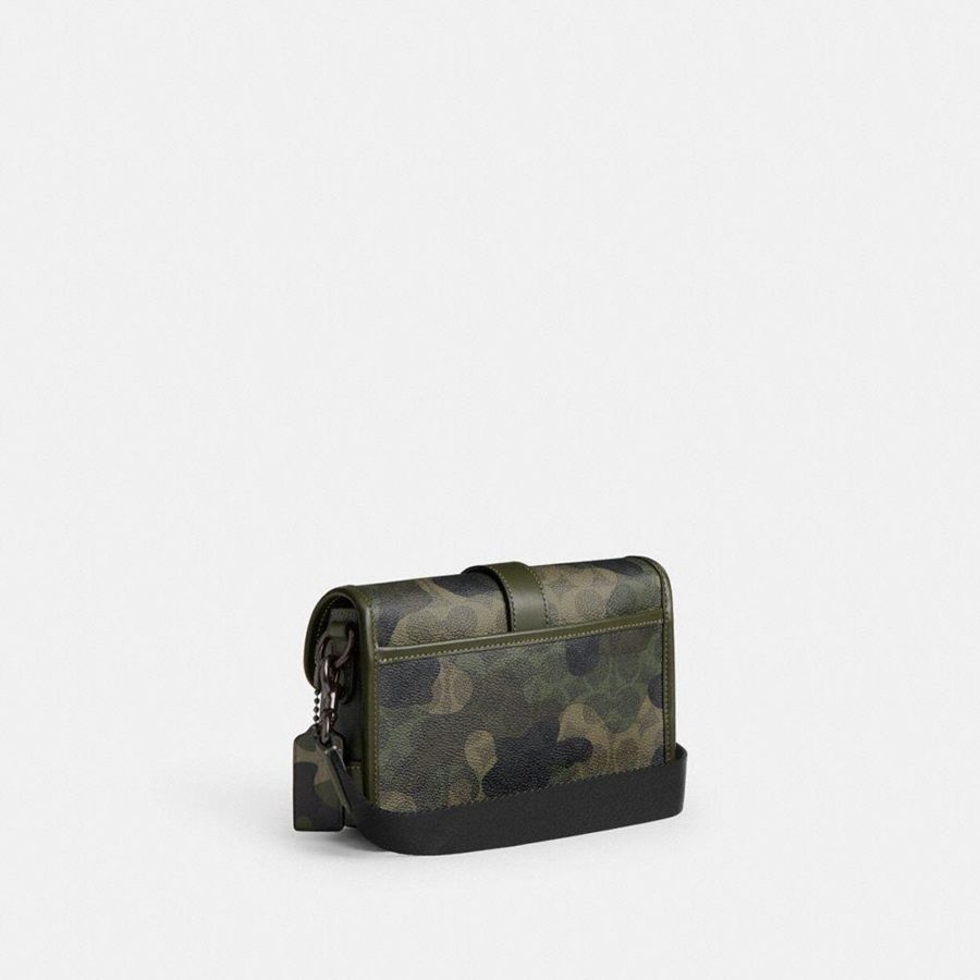 Bolsa Crossbody COACH League 19 In Signature Camo Print Masculino Verdes | 30849TWEL