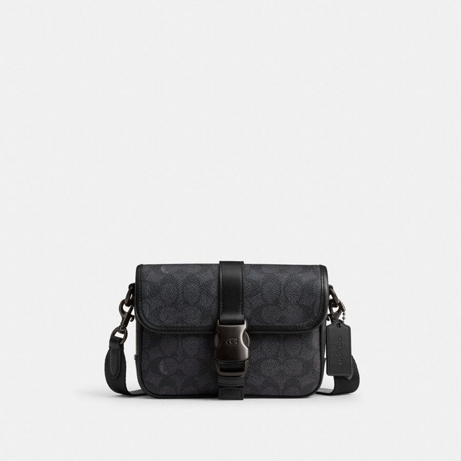Bolsa Crossbody COACH League 19 In Signature Canvas Masculino Cinzentas | 47302GORB