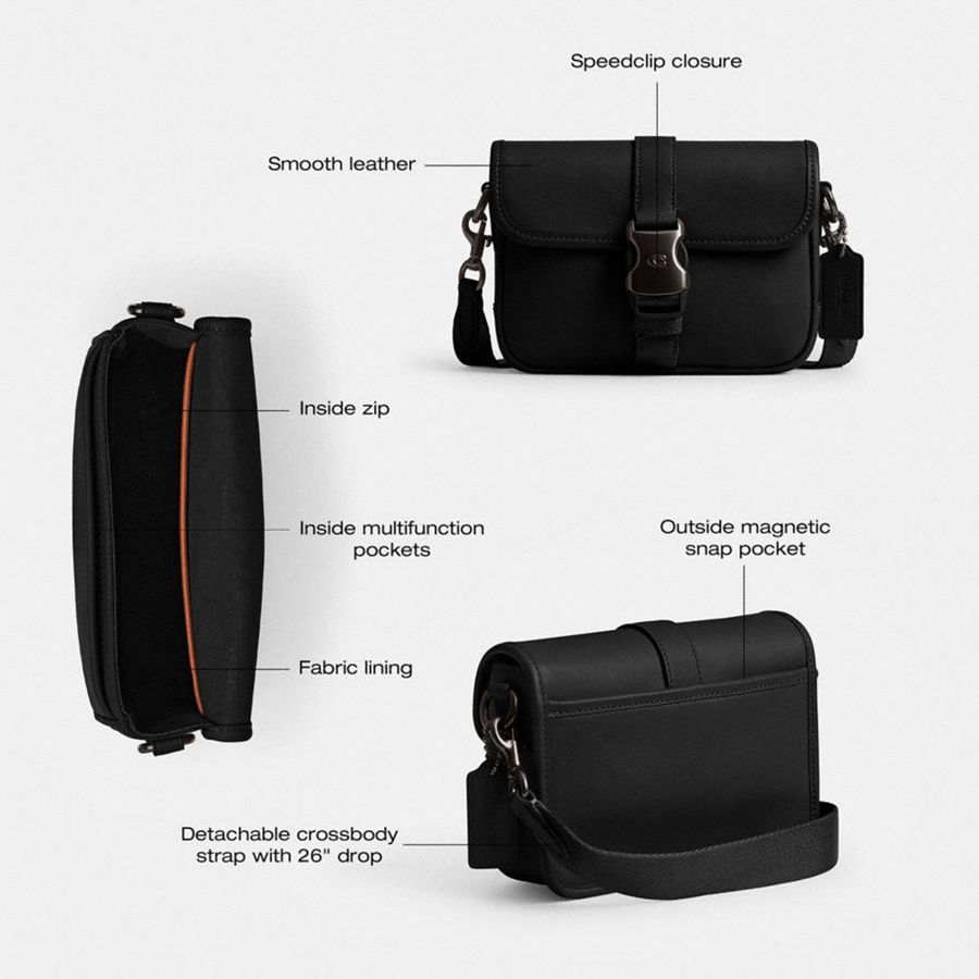 Bolsa Crossbody COACH League 19 Masculino Pretas | 84906GLJY