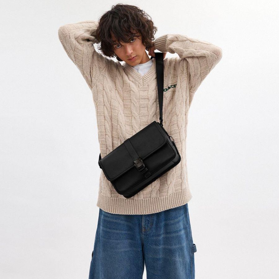Bolsa Crossbody COACH League Messenger Masculino Pretas | 94375HLYX