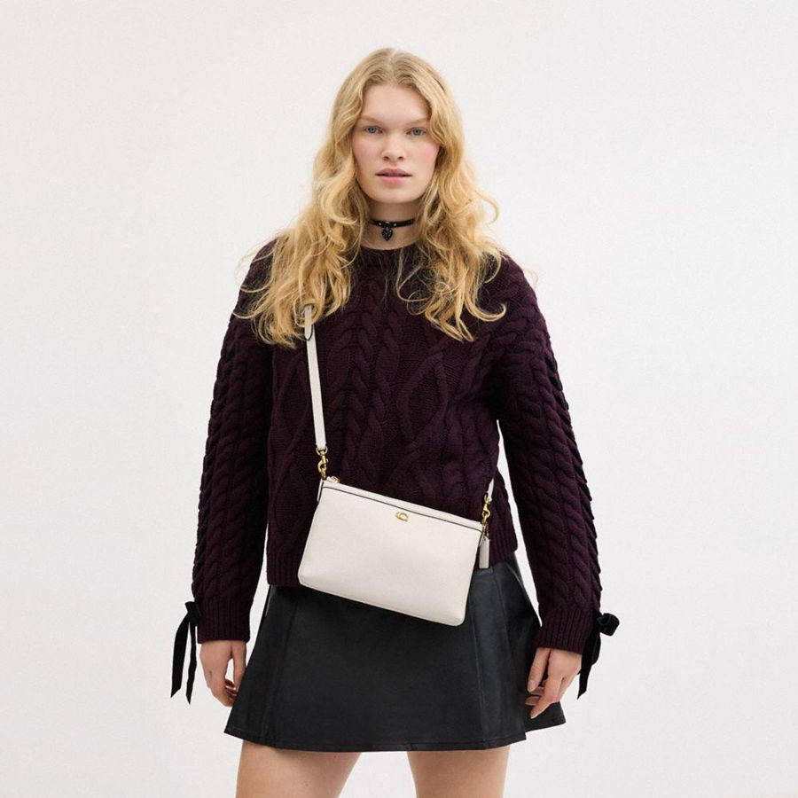 Bolsa Crossbody COACH Legacy Zip Top Feminino Branco | 46257VLXQ