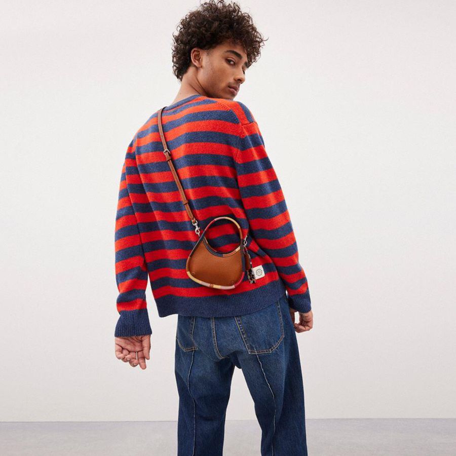 Bolsa Crossbody COACH Mini Ergo In Coachtopia Leather With Colorful Binding Feminino Marrom | 25983RNXV