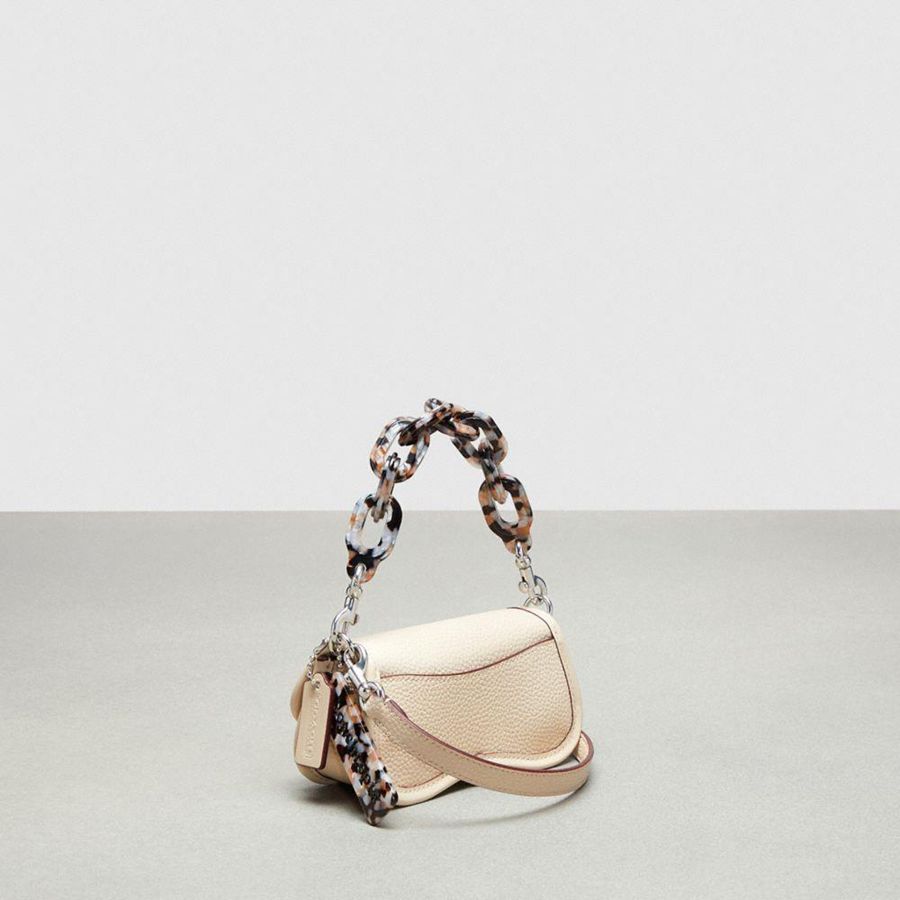 Bolsa Crossbody COACH Mini Wavy Dinky In Coachtopia Leather Feminino Branco | 32801LMZB