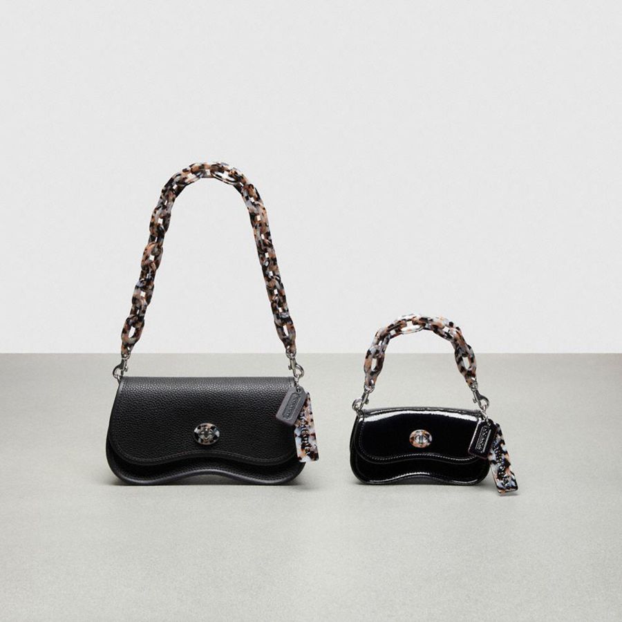 Bolsa Crossbody COACH Mini Wavy Dinky In Coachtopia Leather Feminino Branco | 32801LMZB