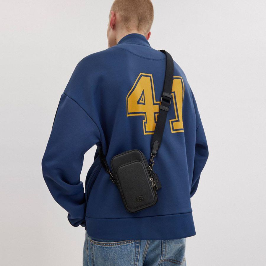 Bolsa Crossbody COACH Phone Masculino Pretas | 04683LBXA