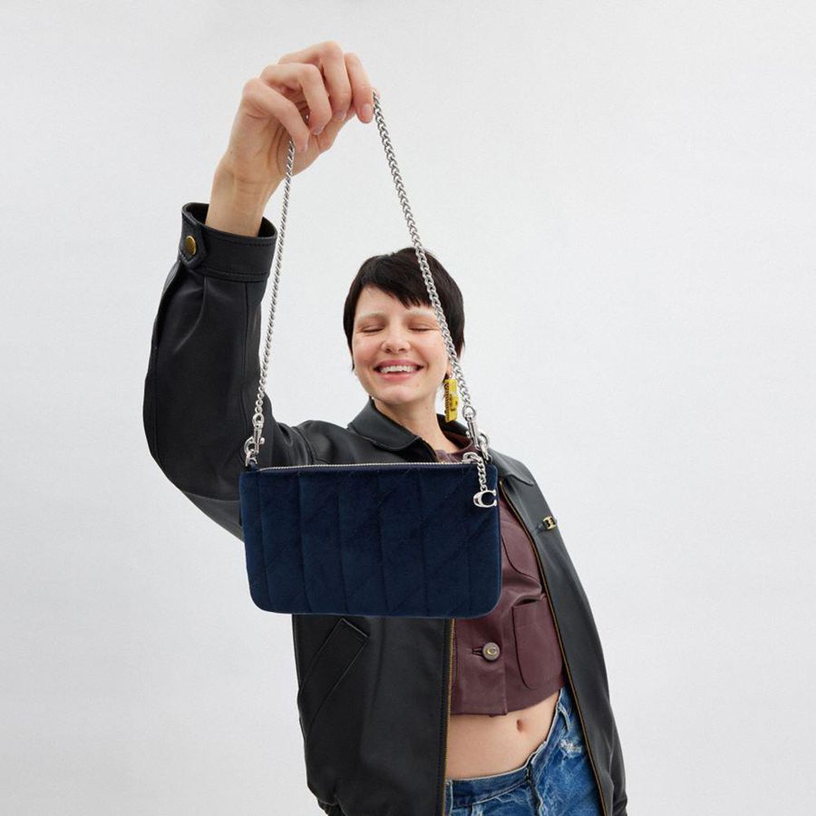 Bolsa Crossbody COACH Pouch With Quilting Feminino Azul Marinho | 21547DGXA