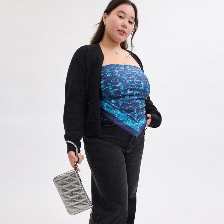 Bolsa Crossbody COACH Pouch With Quilting Feminino Prateadas | 53206QWLJ