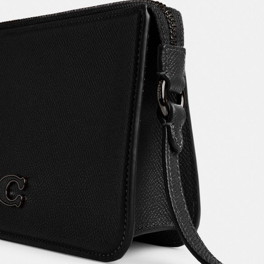 Bolsa Crossbody COACH Pouch With Signature Canvas Feminino Pretas | 19740JGHK