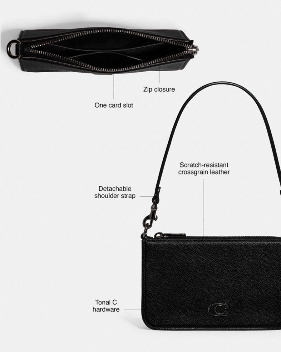 Bolsa Crossbody COACH Pouch With Signature Canvas Feminino Pretas | 19740JGHK