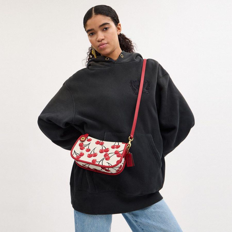 Bolsa Crossbody COACH Swinger With Cherry Print Feminino Vermelhas | 42850WGJC