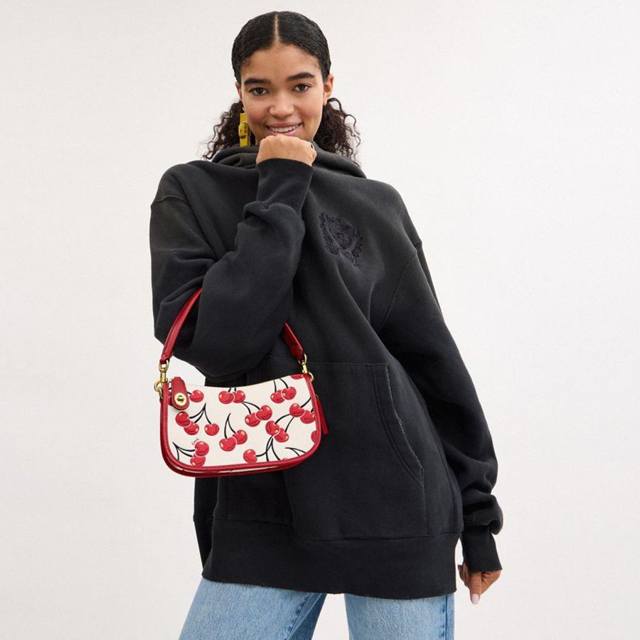 Bolsa Crossbody COACH Swinger With Cherry Print Feminino Vermelhas | 42850WGJC