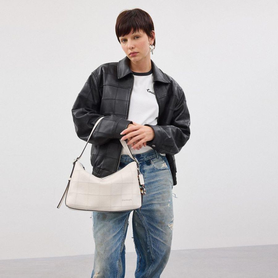 Bolsa Tiracolo COACH Alter/Ego In Checkerboard Upcrafted Leather Feminino Branco | 63420POCX